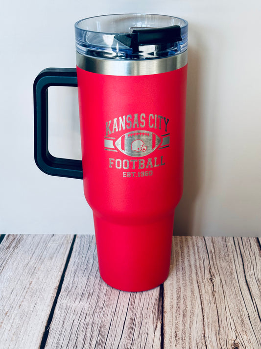 40 oz red KC Chief tumbler