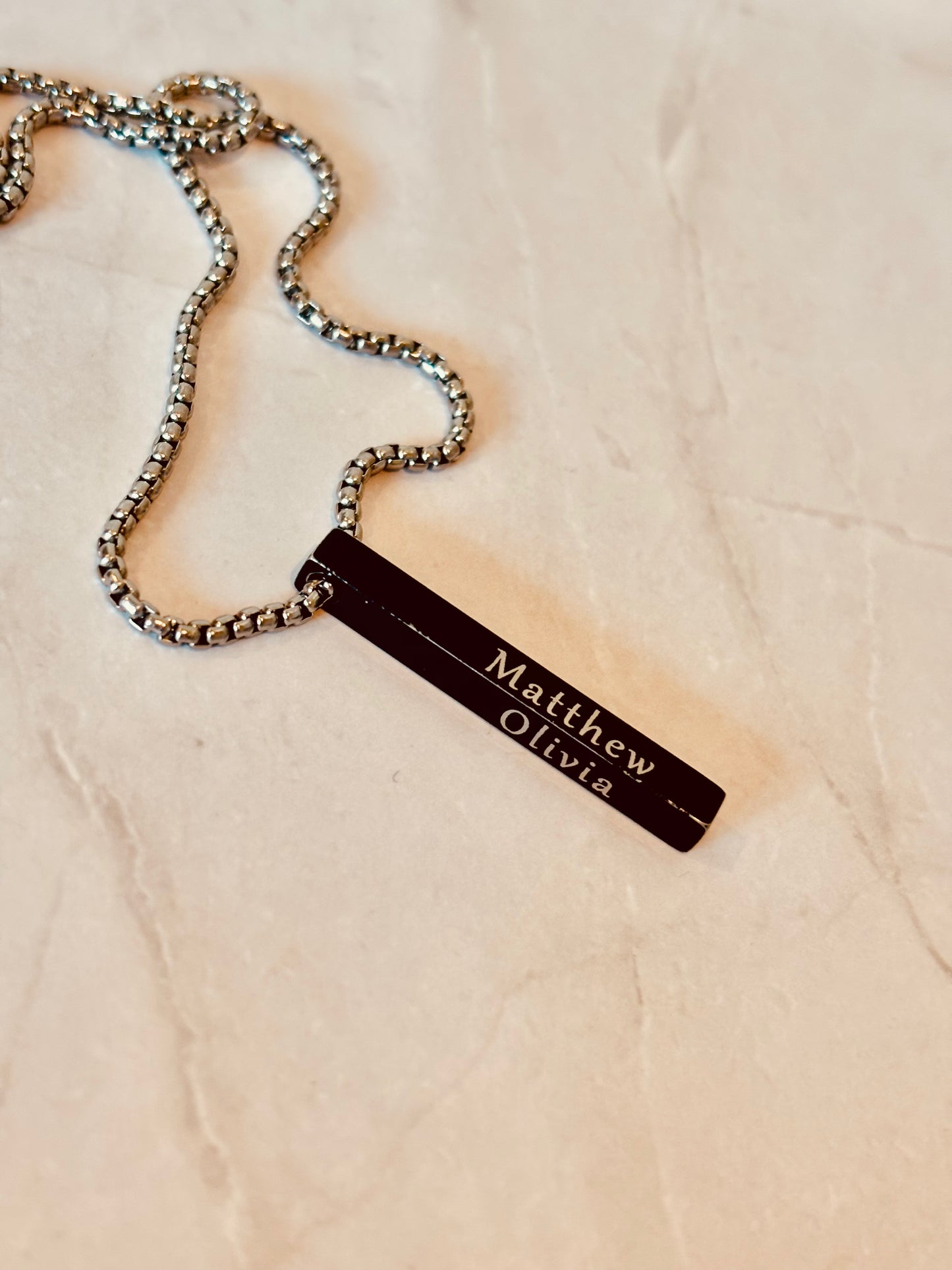 Mens Custom Bar Necklace